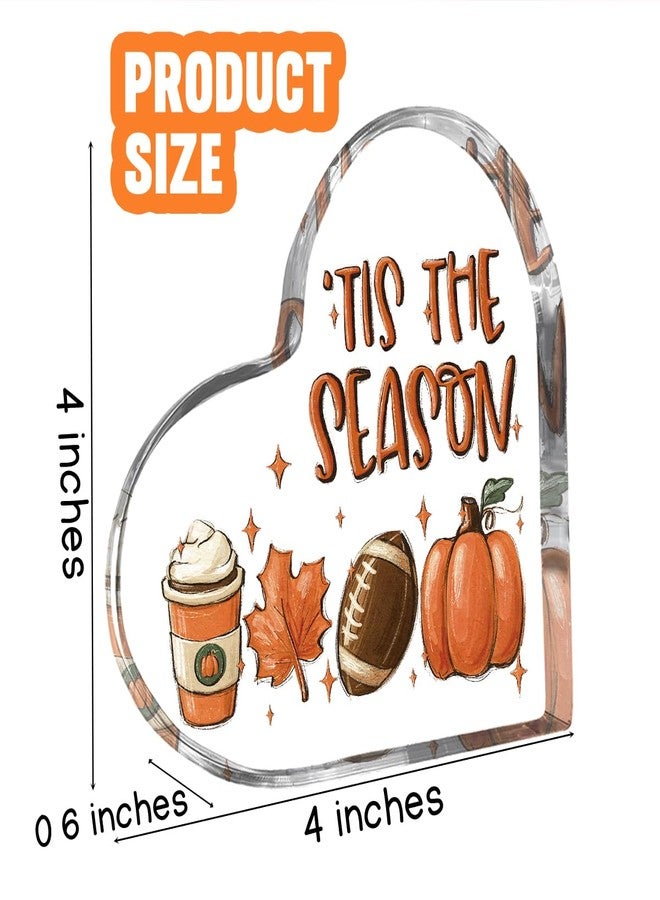 WRSUNT Tis the Season Fall Decor Fall Decorations for Home Office Autumn Thanksgiving Decorations Sign Autumn Pumpkin Heart Acrylic Decor 4 x 4 inches (Acrylic 2301) - Image 2